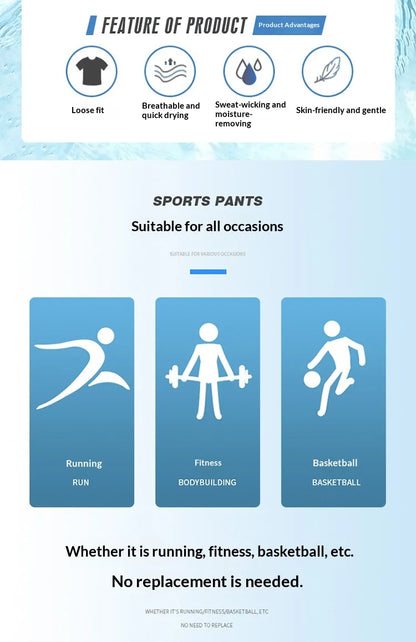 Men's Summer Plus Size Ice Silk Pants Lightweight Breathable Zipper Pockets Stretch Sweatpants for Daily Commute Sports Fitness