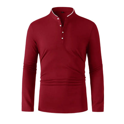 Men's Long Sleeve T-Shirt – Breathable Polyester Knit Fabric Casual Summer Top