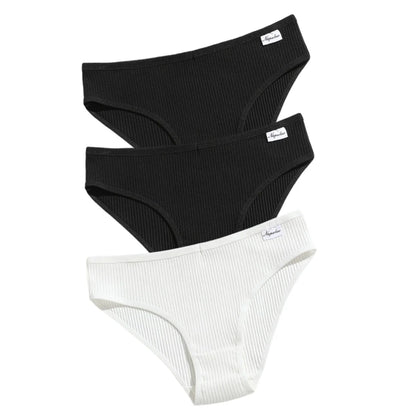 3Pcs/Set Cotton Panties Women Solid Color Soft Breathable Briefs Female Underpants Comfort Stretch Sexy Lingerie S-XL
