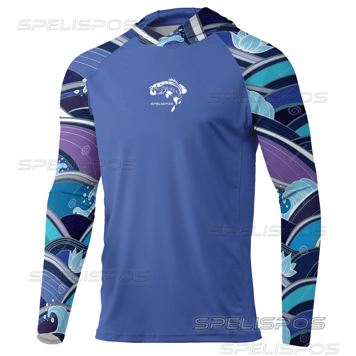 SPELISPOS New Men Fishing Hoodie Summer Breathable  Long Sleeve Fishing Jersey Sun Protection UPF 50+ T-shirt Camisa De Pesca