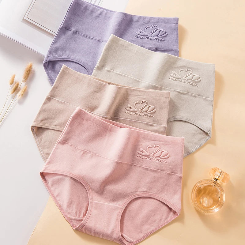 4PCS High Waist Women's Panties Body Shaper Underwear Breathable Cotton Underpants  Plus Size M-5XL Panty Slimming Female Briefs
