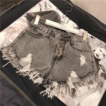Women's Raw-Edge Denim Shorts – High-Waist Wide-Leg Jean Shorts (Plus Size)
