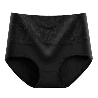 Plus Size Women's Cotton Underwear High Waisted Tummy Control Panties Full Coverage Briefs Jacquard Ladies Panty 3 Pack