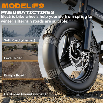 Hisent electric folding bike, 14 inches, 500W brushless motor, 48V 10AH/17.5AH battery available, different models.