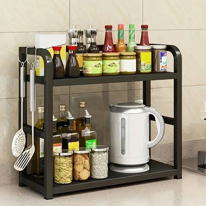 Space Saving Countertop Organizer 2-Tier Rustproof Metal Rack Kitchen Storage Holder for Coffee Mugs Condiments 1pc