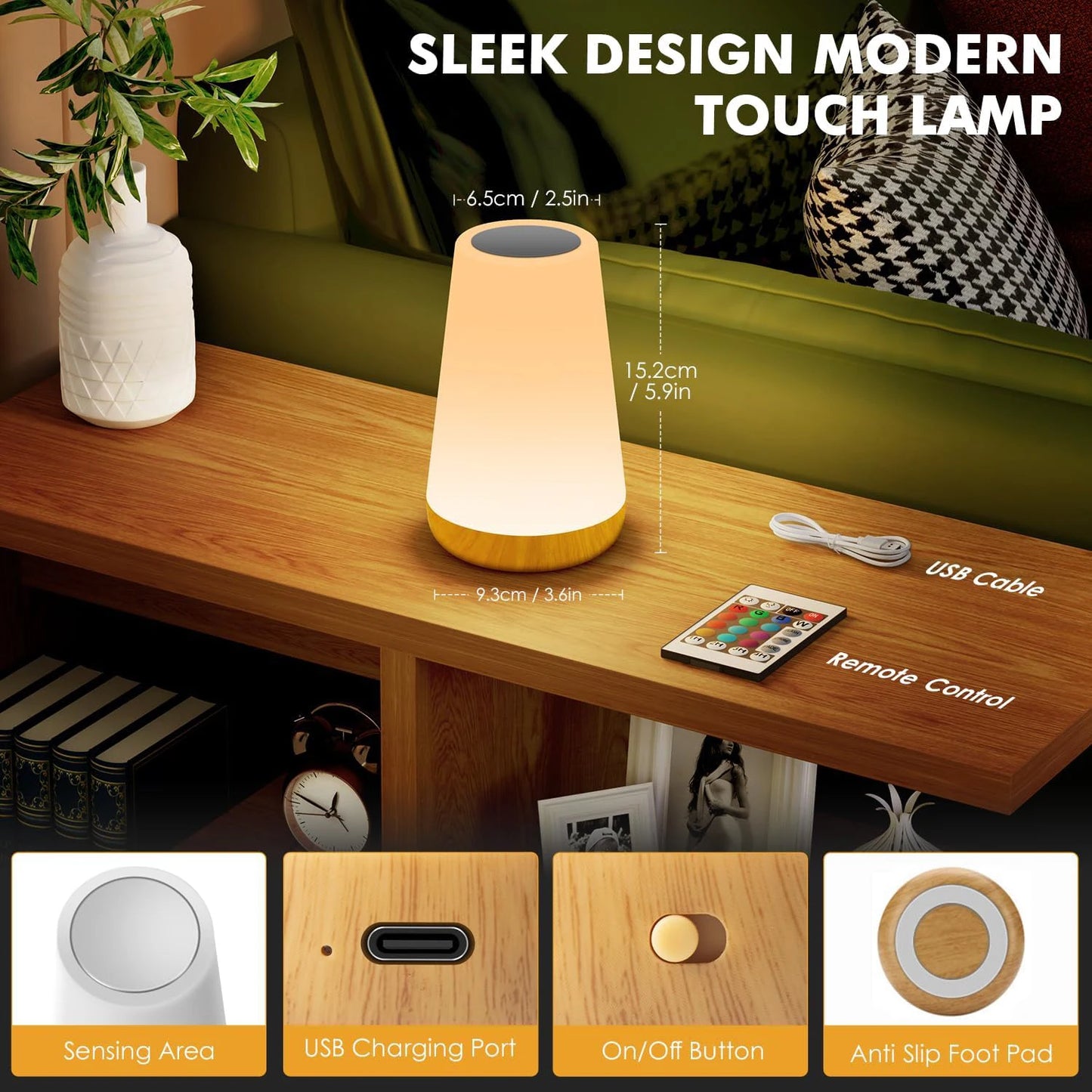 RGB Color Changing Touch Lamp - Dimmable Portable USB Rechargeable Night Light - ZOOMNSTORE