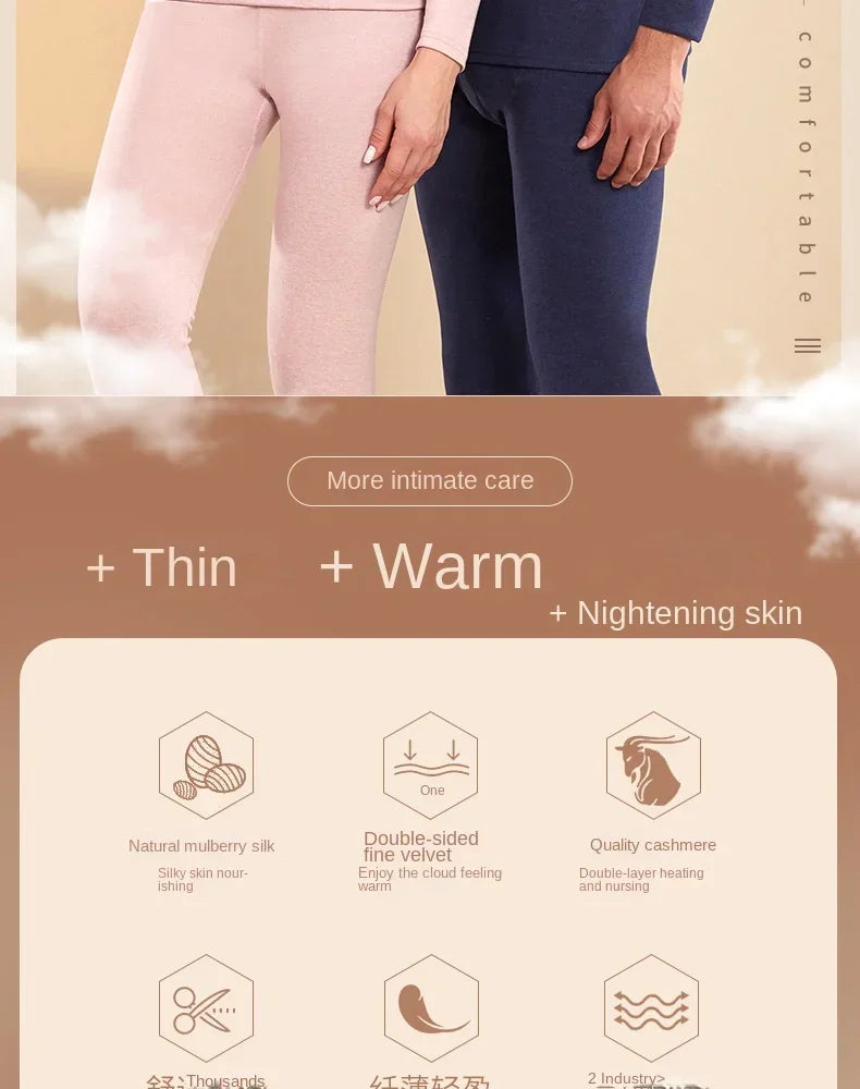 Men Wool Winter Long Sleeves Thermal Warm Thick Sweater Thermal Underwear Soft Fleece Lined Long Johns Set Thermal Clothes