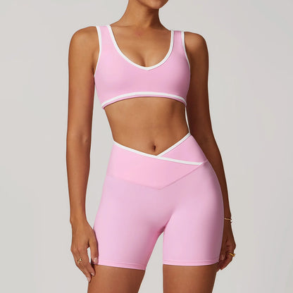 Yoga Workout Set – High Waist Leggings & Sports Bra Outfit | Breathable Fitness Sportswear