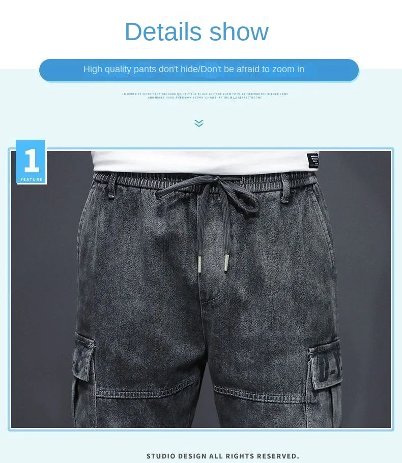 Denim Knee Length Shorts - Casual Loose Fit Multi Pocket Boyfriend Style Jeans