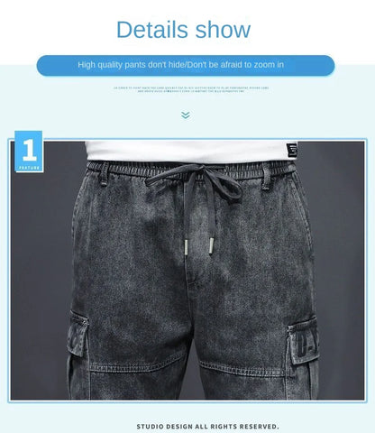Denim Knee Length Shorts - Casual Loose Fit Multi Pocket Boyfriend Style Jeans
