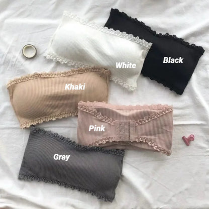 Summer Strapless Women Bras Back Lace Sexy Chest Tops Seamless Breathable Underwear Brassiere Solid Invisible Wraps Bra Push Up