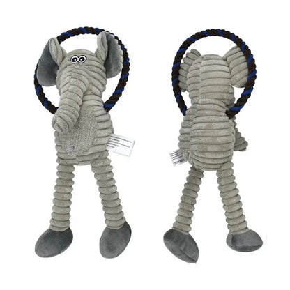 Cute Cartoon Animal Plush Pet Toy Squeaky Durable Chew Resistant Puppy Molar Interactive Play Toys Boredom Relief Dog Chewing