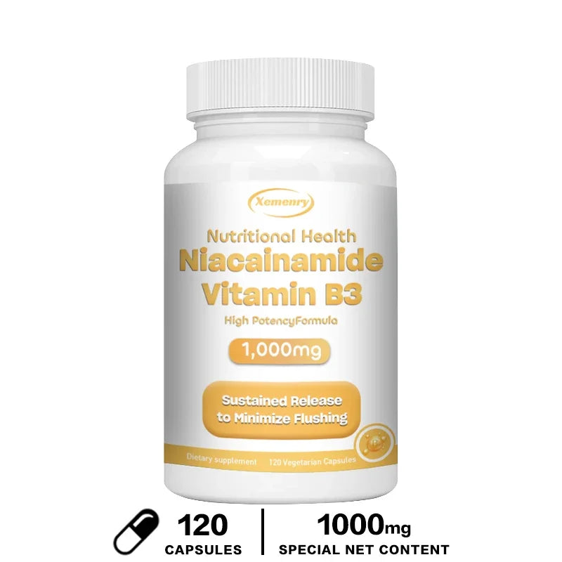 Niacinamide Vitamin B3 Capsules - Supports Skin, Brain Function and Heart Health, Boosts Energy and Improves The Immune System