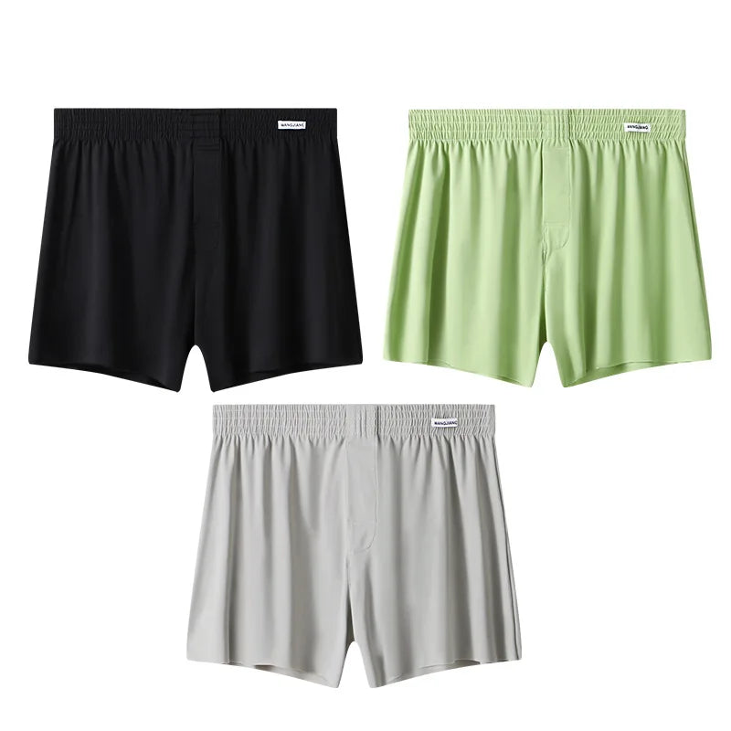 Mens Boxer Shorts Large Size - Ice Silk Breathable Sleepwear Pants | Loose Fit Boxers