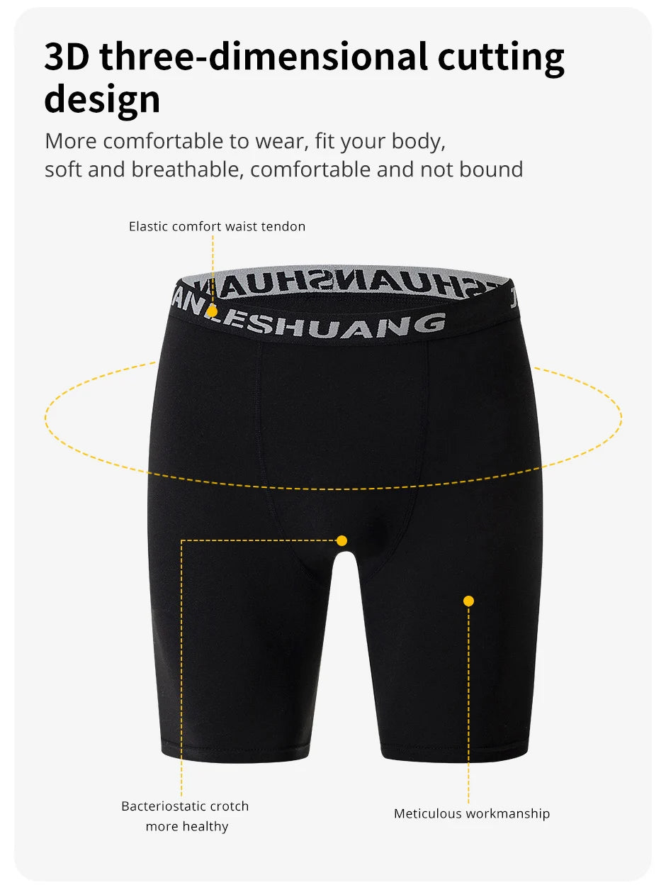 5piece Set Of Men's Classic Black And White Elastic Long Underwear Quick Drying Comfortable Sporty Youth Trend Flat Corner Pants