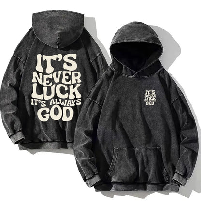 Vintage PSALM 91:11 Print Cotton Washed Hoodie Casual Hip Hop Men Women High Street Retro Hooded Sweatshirt Winter Pullover
