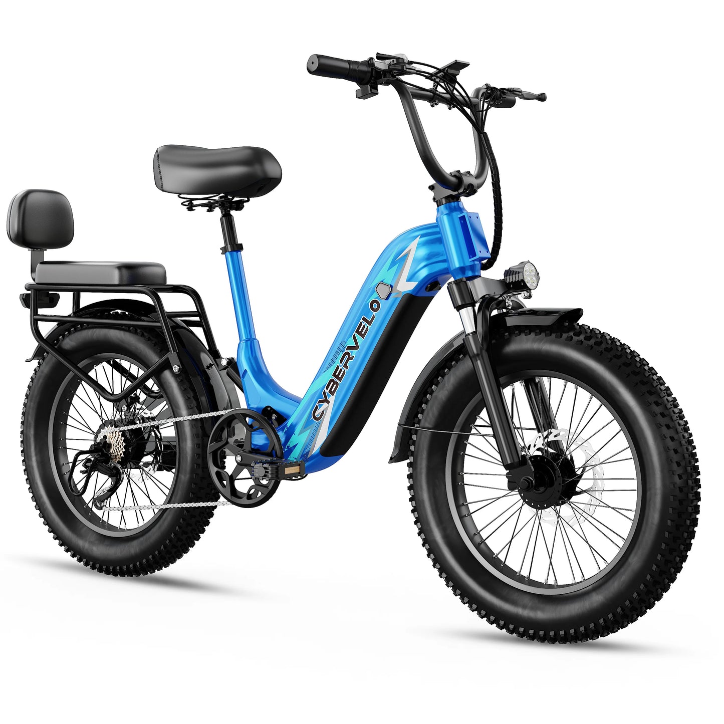 Cybervelo 20" Step-Thru Commuter, 1500W Peak 20ah Battery 80 Miles Long Range E-bike, 7-Speed Shift Adult Electric Bike EK12 EK8