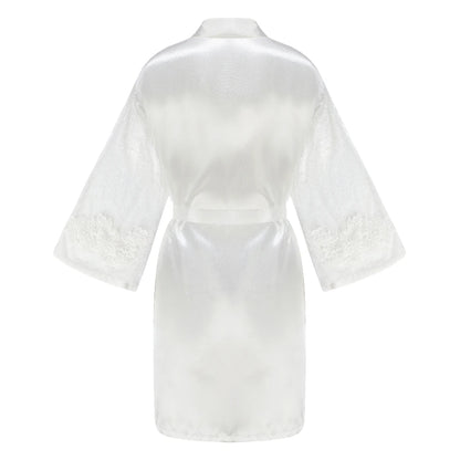 Caramel Wedding Bride Bridesmaid Robes Dressing Gown Sexy Women Bathrobe Night Shirts Short Women Kimono Mesh Sleeve