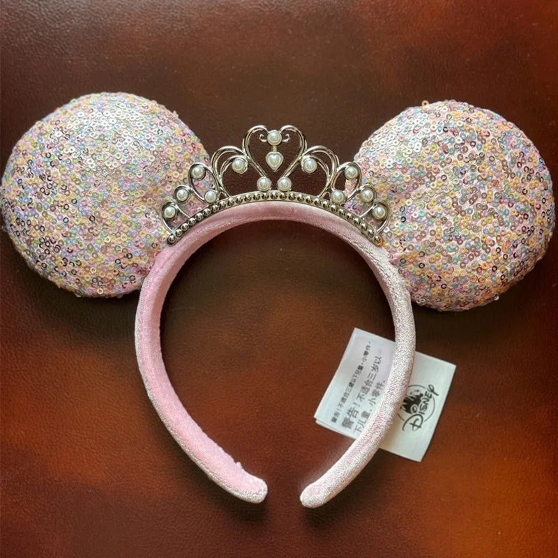 Minnie Mouse Ear Headband - Disney Plush Sequin Accessory for Adults  Kids