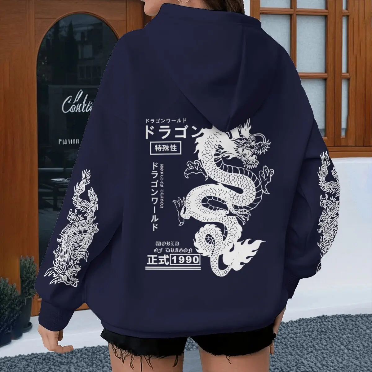 Harajuku Dragon Printed Hoodies for Men Women, Casual Japanese-style Sporty Spring Autumn Hoody, Vintage Unisex Hooded