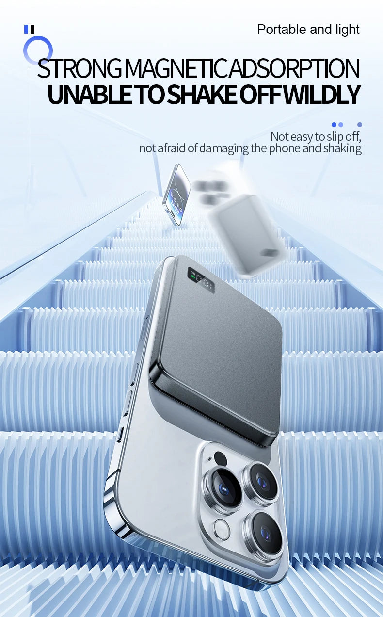 New Ultra thin Alloy Powerbank Magnetic Power Bank Wireless Fast Charger For Magsafe Backup battery For iWatch Serise iPhone 16