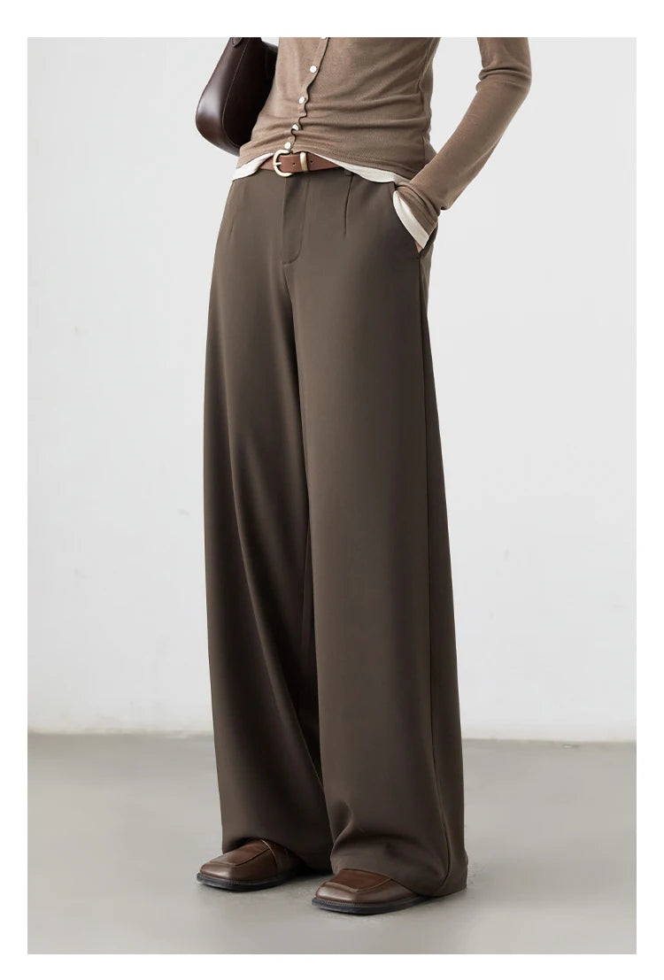 CHIC VEN Women Pants Solid Casual  Slim Straight Leg Suit Wide Leg Ladies Trousers Spring Autumn 2025 Clothing for Woman