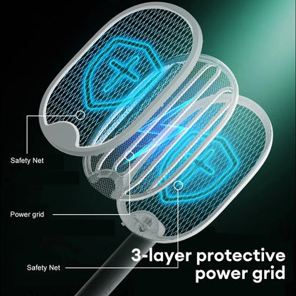 USB Rechargeable Electric Mosquito Killer Fly Swatter Portable UV Light Bug Zapper Mosquito Racket Insect Killer for Home Garden