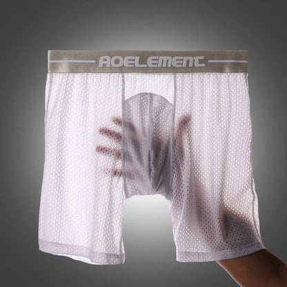 5-Pack of Ice Mesh Sports Underwear for Men, Anti-Wear Leg Running, Five-Point Extended Fitness Anti-Wear Crotch Extended Boxer