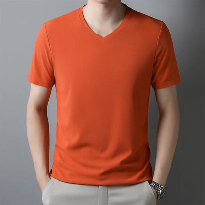 Men's V Neck T-Shirt – Lightweight Summer Shirt With Breathable Waffle Texture