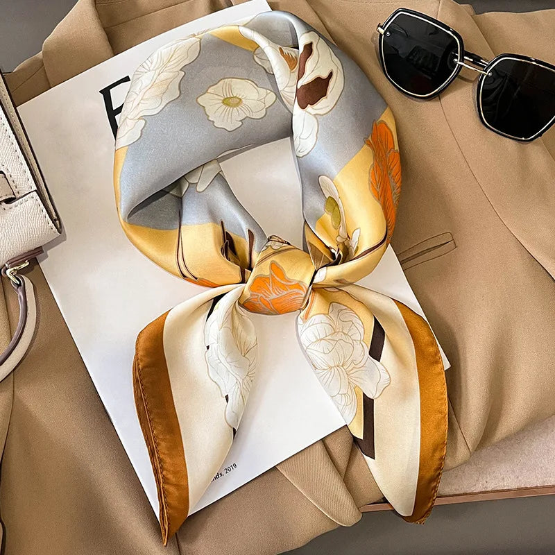 Luxury Silk Square Scarf - Womens Satin Neckerchief  Hair Wrap 2023