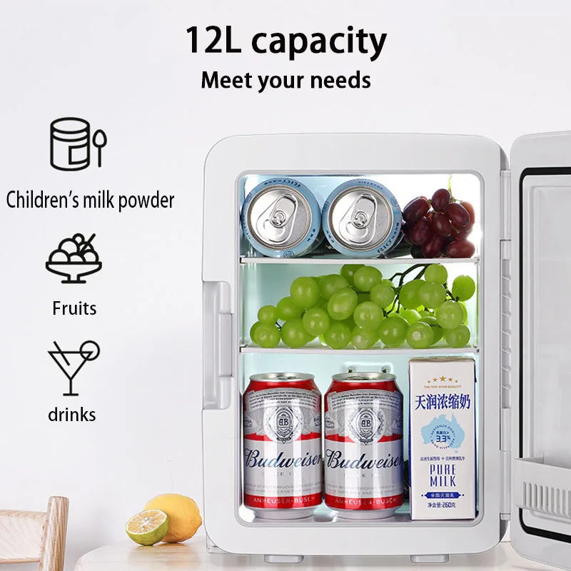 12L Portable Mini Refrigerator Student Dormitory Heating And Cooling Cosmetics Car Home Dual-Use Refrigeration And Preservation