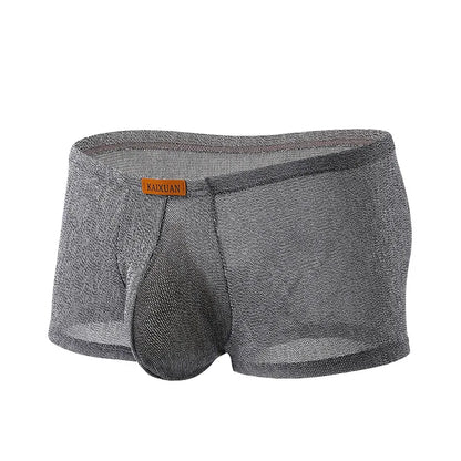 Men's Ice Silk Mesh Boxer Briefs Ultra-thin Breathable Cool Quick Dry Underwear Soft Comfortable Panties for Summer Daily Wear