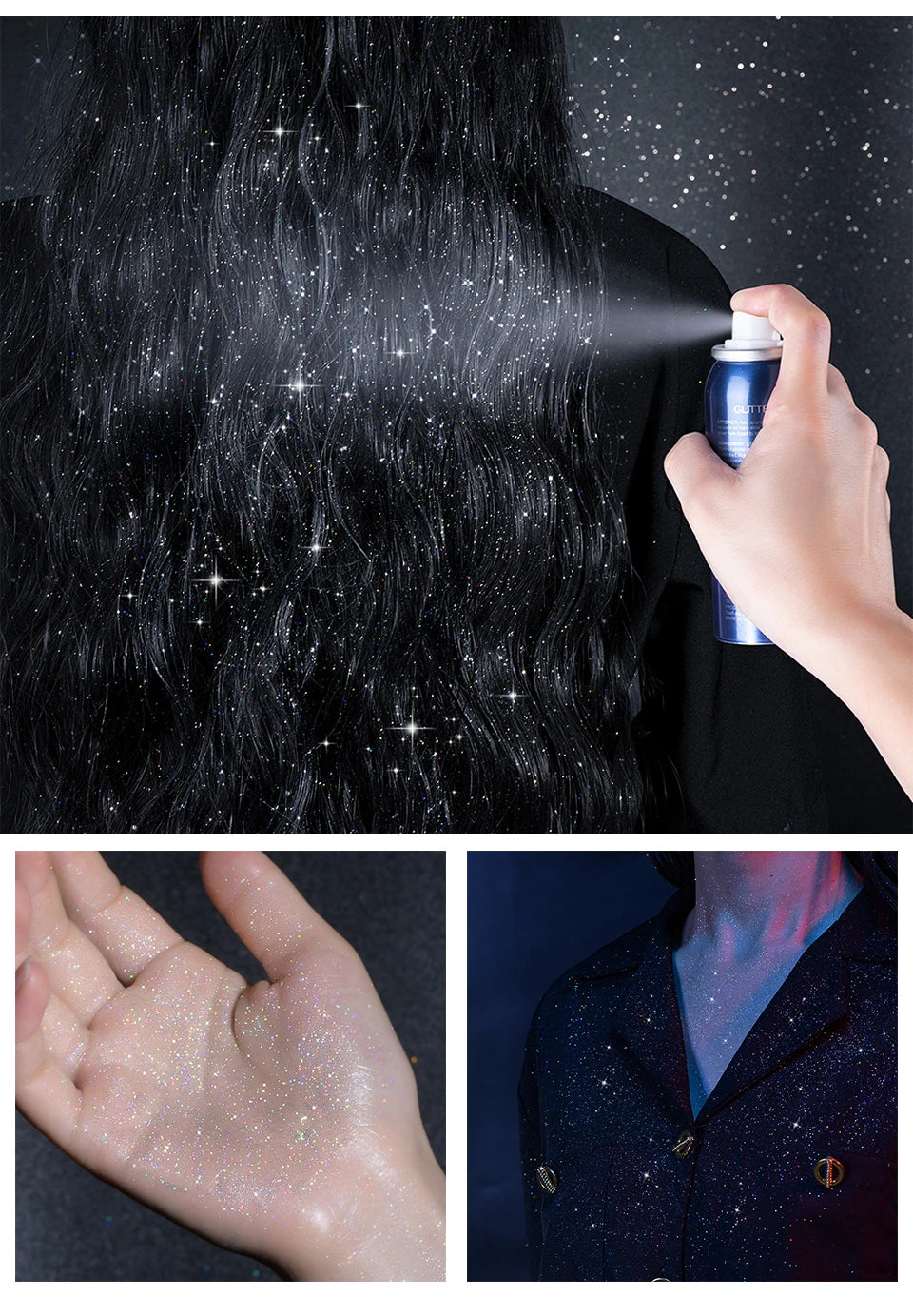 Makeup Glitter Spray Instantly Enhancing Radiance Emit Charming Radiance Quick Drying Brightening Waterproof Party Glitter Spray