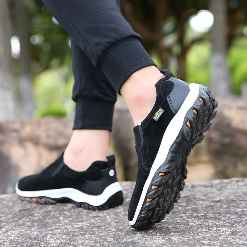 New Casual Shoes Men Sneakers Outdoor Walking Shoes Loafers Autumn Slip On Suede Leather Male Footwear Plus Size 48 49 50 MSH004
