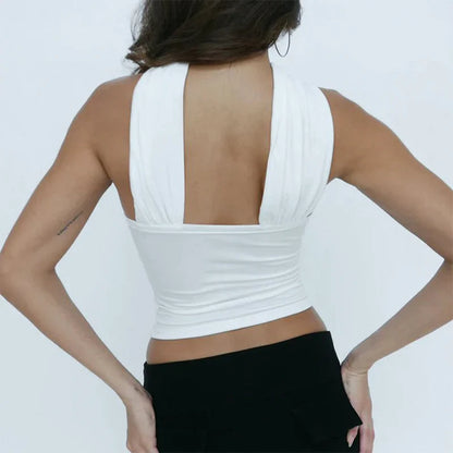 2025 chic white sexy strapless crop top elegant slim fit summer vest tube top crop top solid color