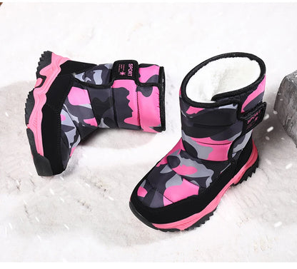 Children Winter Boots - Waterproof Kids Snow Boots With Plush Lining & Rubber Sole