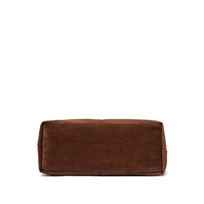 Faux Suede Handbags - Soft Casual Messenger Bag with Zipper Closure for Women