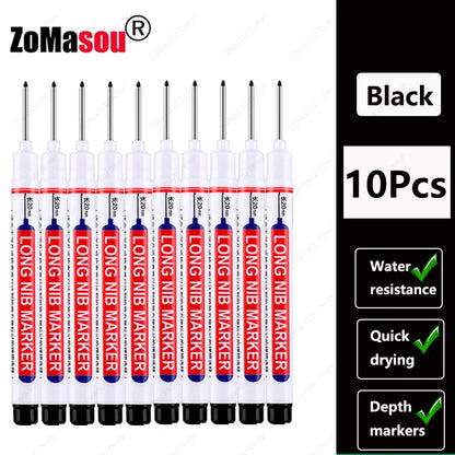 Waterproof Long Head Marker Pen for Deep Holes - 2cm 1-100 Pcs RedBlackBlueGreen Ink - Ideal for Metal  Woodworking