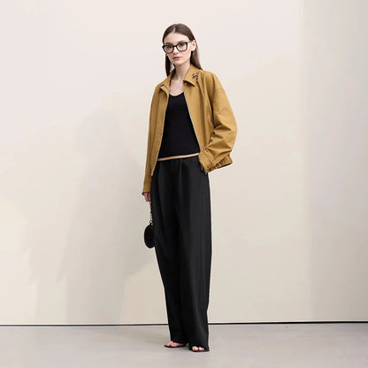 Amii Minimalism Women' S Pants 2026 Spring New Versatile Pleated Loose Wide-leg Pants Solid Color Casual Basic Trousers 12641076