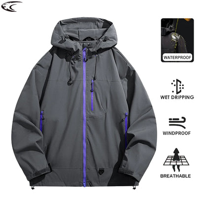 LNGXO Men Women Waterproof Hiking Jacket Trekking Camping Mountaineering Windbreaker Unisex Outdoor Sport Windproof Rain Coat