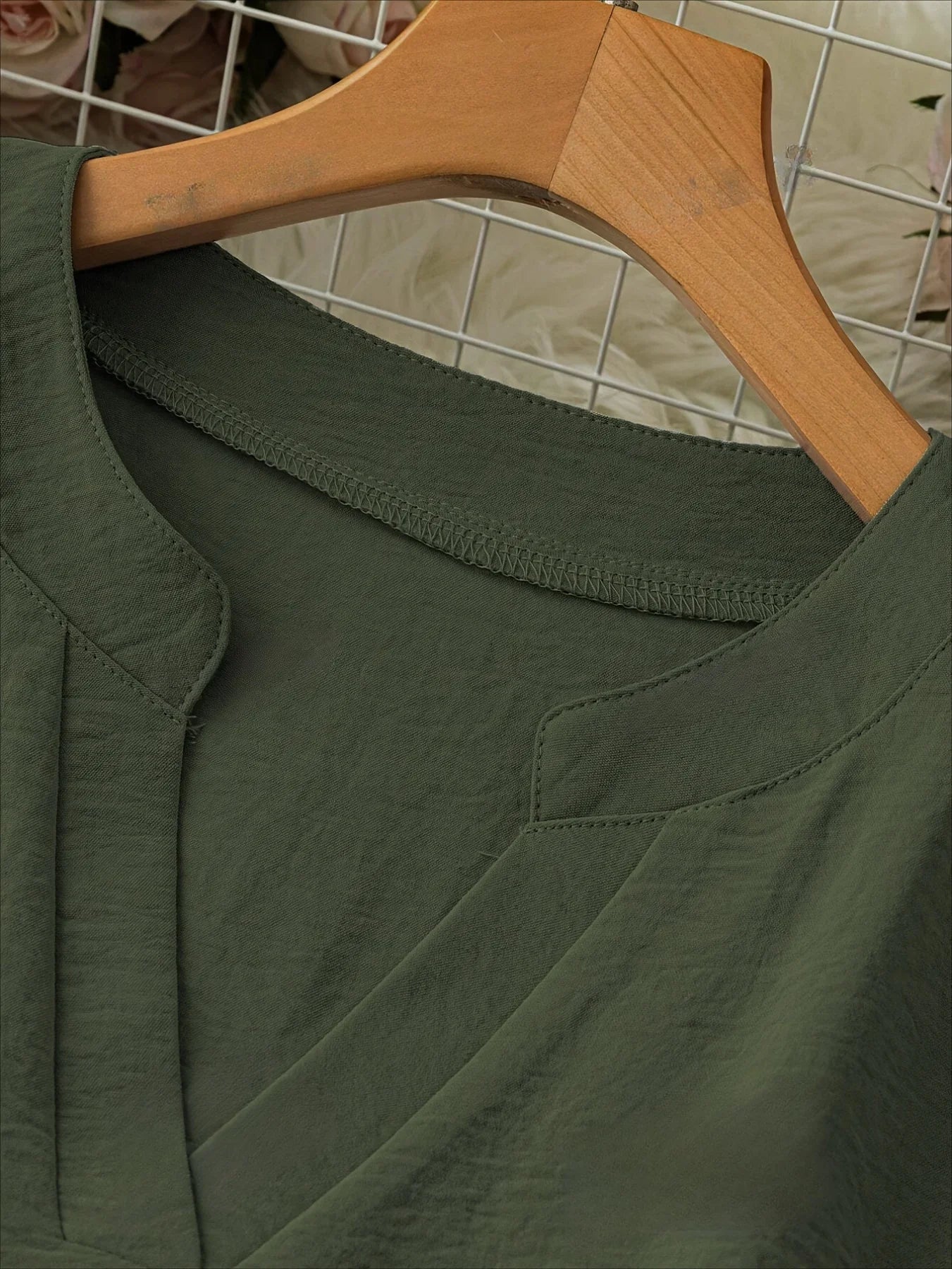 Plus Size Casual Tops - Women's Loose Fit Long Sleeve V-Neck Shirts in Polyester Oxford