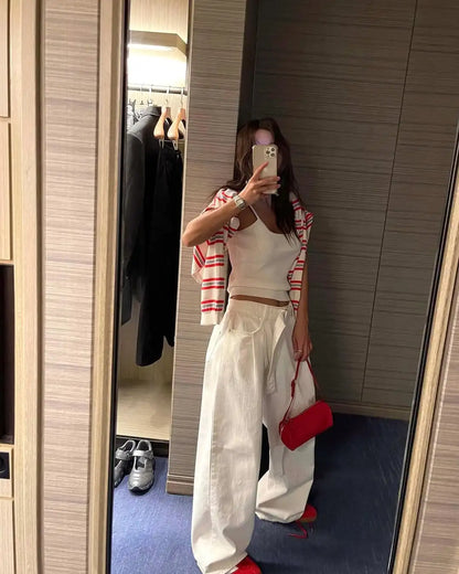 Spring New Classic Striped round Neck Button up Soft Knitted Open Cardigan Fashionable Design Sensation Women's Sweater