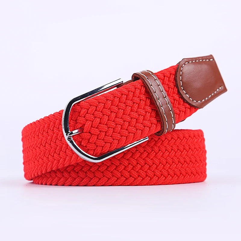 Unisex Stretch Jeans Belt - Casual Knitted Woven Canvas Pin Buckle