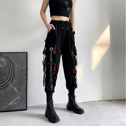 Pants Women Aesthetic Harem Pants Punk Pockets Joggers Harajuku Femme Hiphop Trousers Techwear Y2k Egirl Clothes