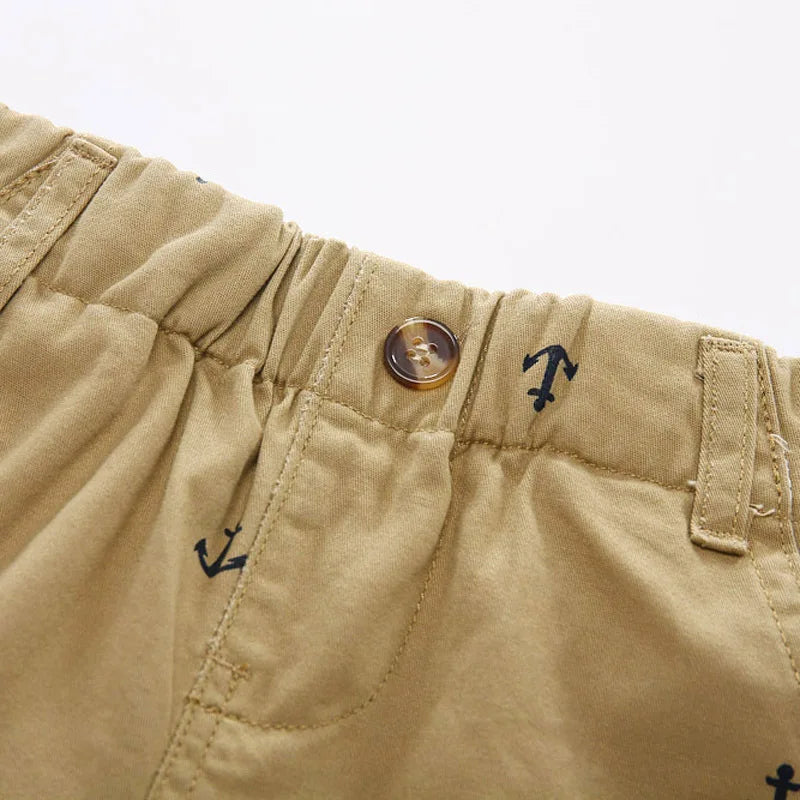Boys Cotton Anchor Shorts - Toddler Summer Beach Capris 2-9 Years