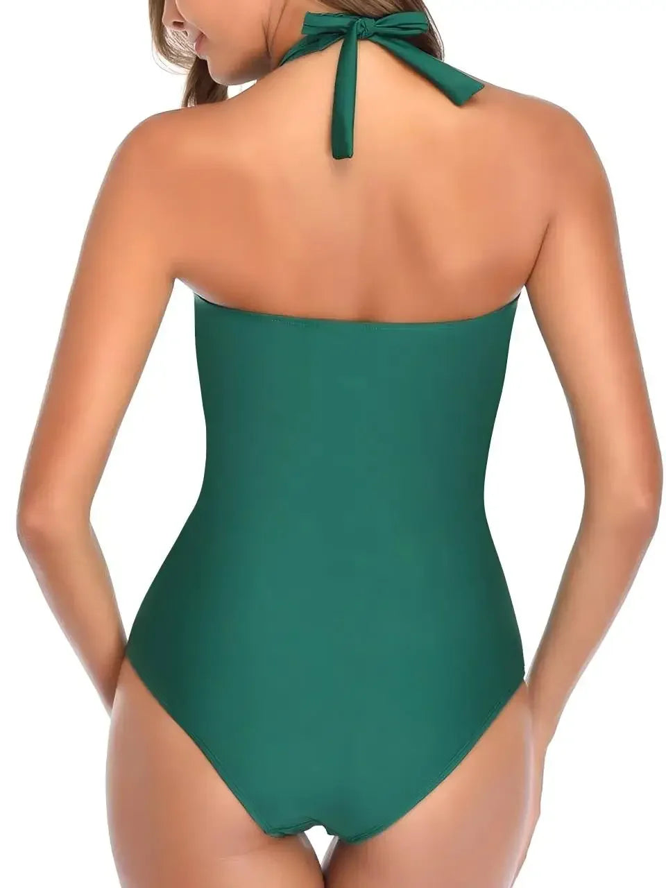 2026 Ruched Halter Swimsuit Women One Piece Sexy High Neck Swimwear Female Solid Bathers Bathing Swimming Suit Summer Beachwear