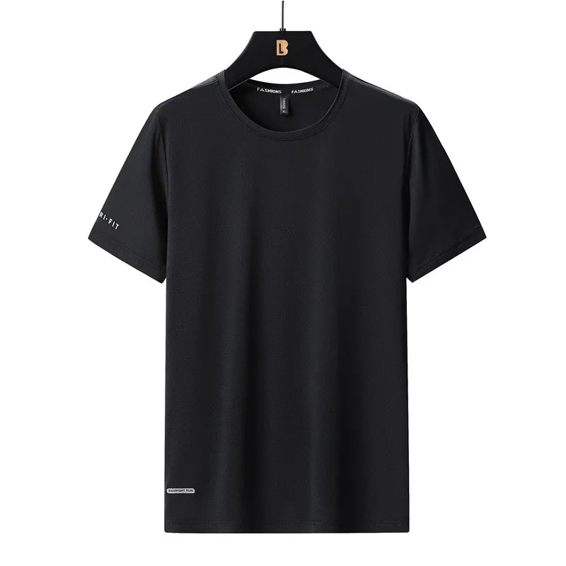 Men's Ice-Silk T-Shirt – Breathable Plus-Size Tee (up to 8XL)