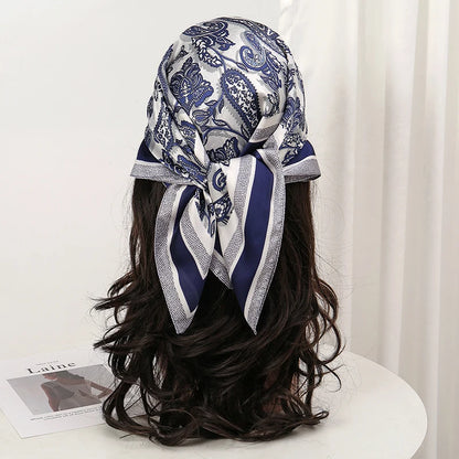 Bohemian Floral Silk Scarf - Tropical Leaf Head Wrap and Bandana