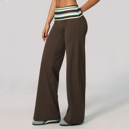 Women's Wide Leg Yoga Pants Breathable Sports Fitness Bell-bottoms High Waist Striped Yoga Pants Polka Dot Workout Flared Pants