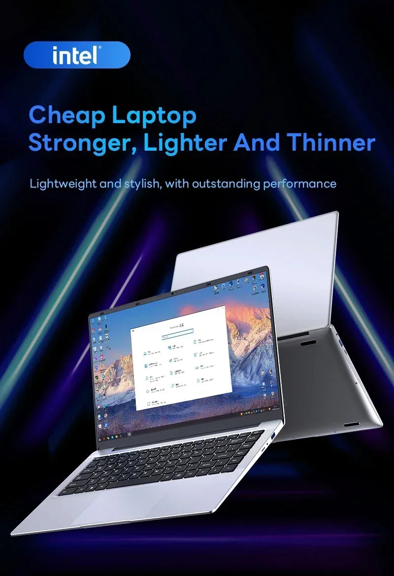 NEW Arrival Intel I7-9850H Slim Office Laptop 14.1 Inch Windows 11 Pro 12GB RAM 512GB 1TB SSD 1920*1080 Office Study Computer PC